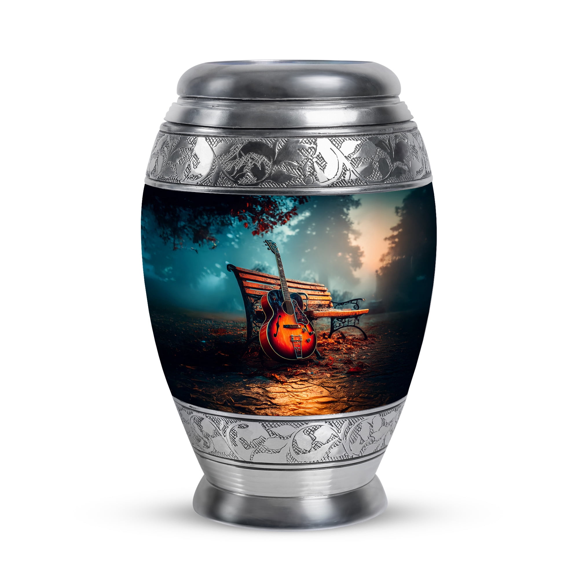 MUKTIVE Guitar Keepsake Cremation Decorative Urns for Adult Ashes - Blue Funeral Urns for Adult Ashes Small Men Women - Home Decor Ash Holder - Creamtion Remembrance Gift for Loss for Dad (3 Inch)