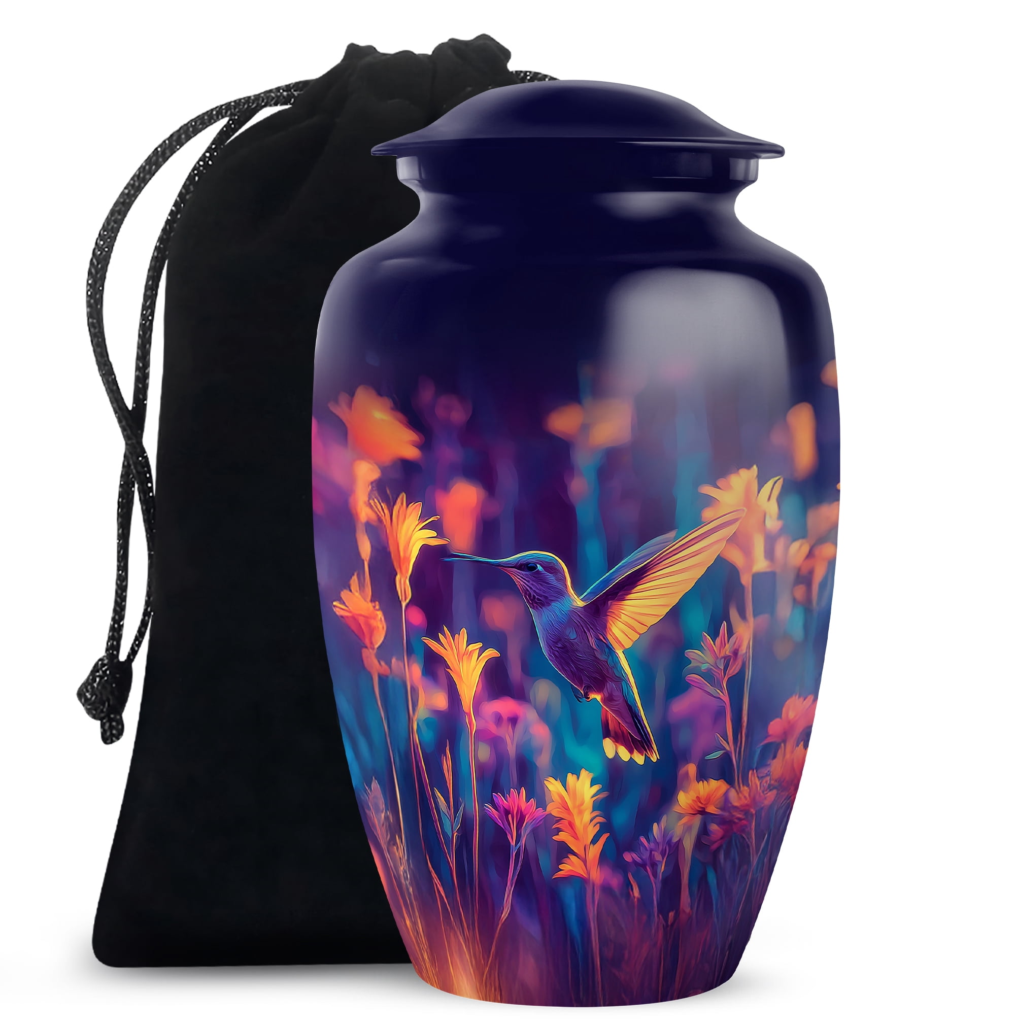 MUKTIVE Humming Bird keepsake Urns for Human Ashes - Flowers Adult Urns for Ashes Men & Women 3 Inch - keepsake Dark Blue Urn for Daughter & Son - Human Remains Ash Urn for Memorial & Funeral