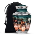 thumbnail image 1 of MUKTIVE Ice Hockey Burial Urn for Human Ashes Mom, Green Cremation Urns for Husband, Large Decorative Urn for Couple Ashes Male, Unique Urns for Funeral, 10 Inch, 1 of 7