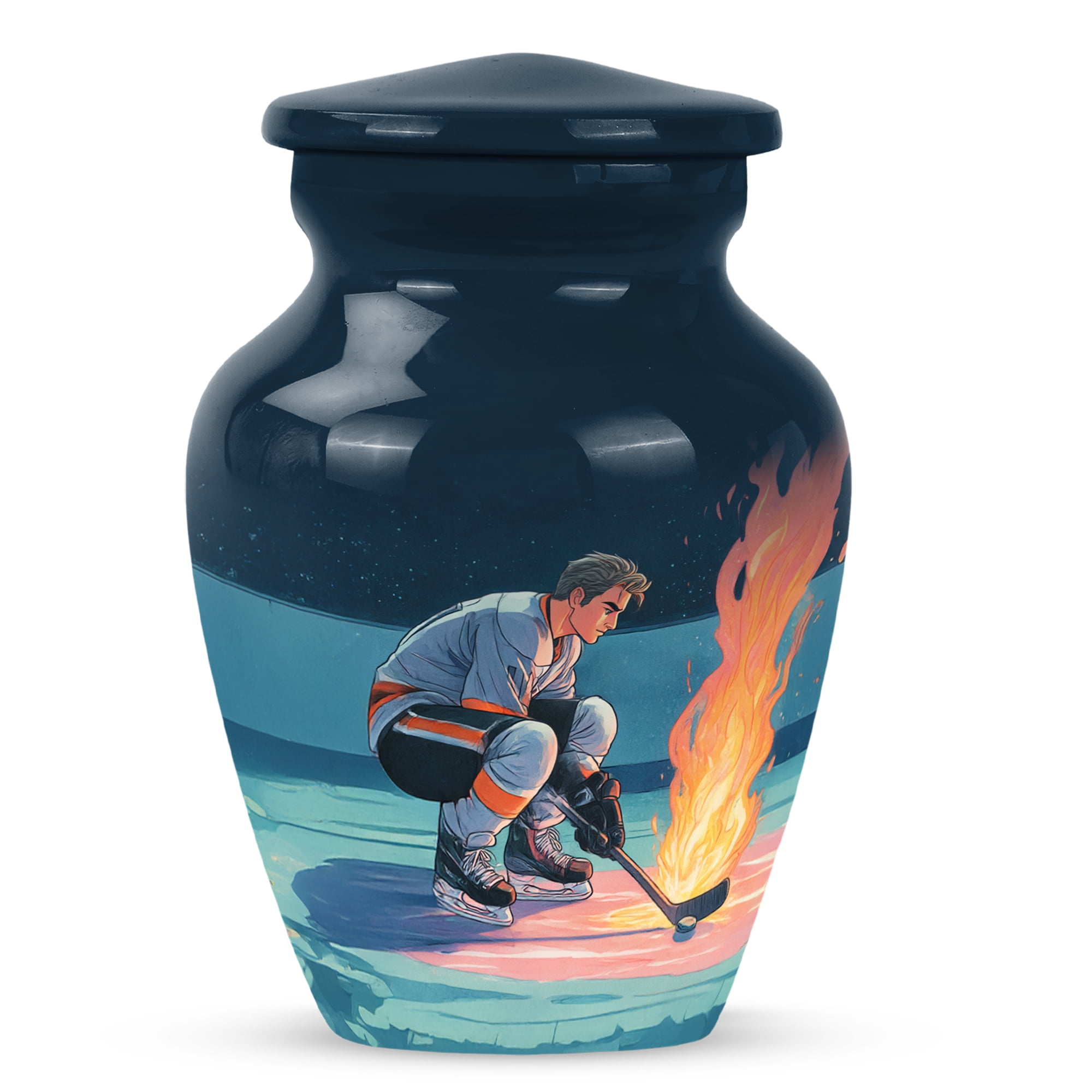 MUKTIVE Ice Hockey Urn for Ashes for Adult, Blue Keepsake Urn for Ashes Adult Human, Urn for Women & Men Player, 3 Inch Small Miniature Urn for Male & Female