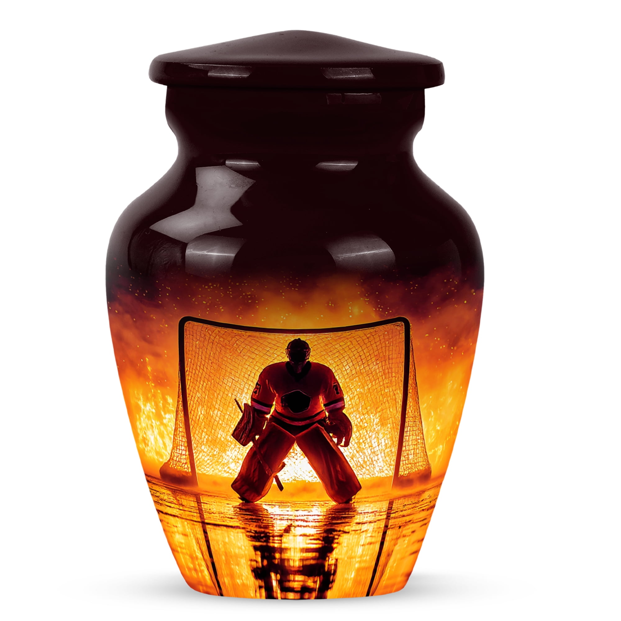 MUKTIVE Keepsake Ice Hockey Urns for Human Ashes Adult Man, Small Urns for Human Ashes, Keepsake for Male & Female, 3 Inch Tiny Maroon Urn for Father & Mother Burial