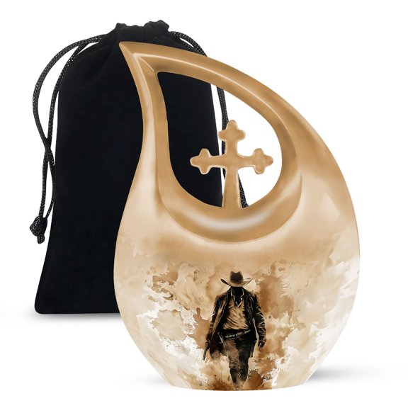 MUKTIVE Large Cowboy Urns for Human Ashes Adult Women & Men - Large Burial Urn for Human Ashes Adult Female Mom - Memorial 10 Inch