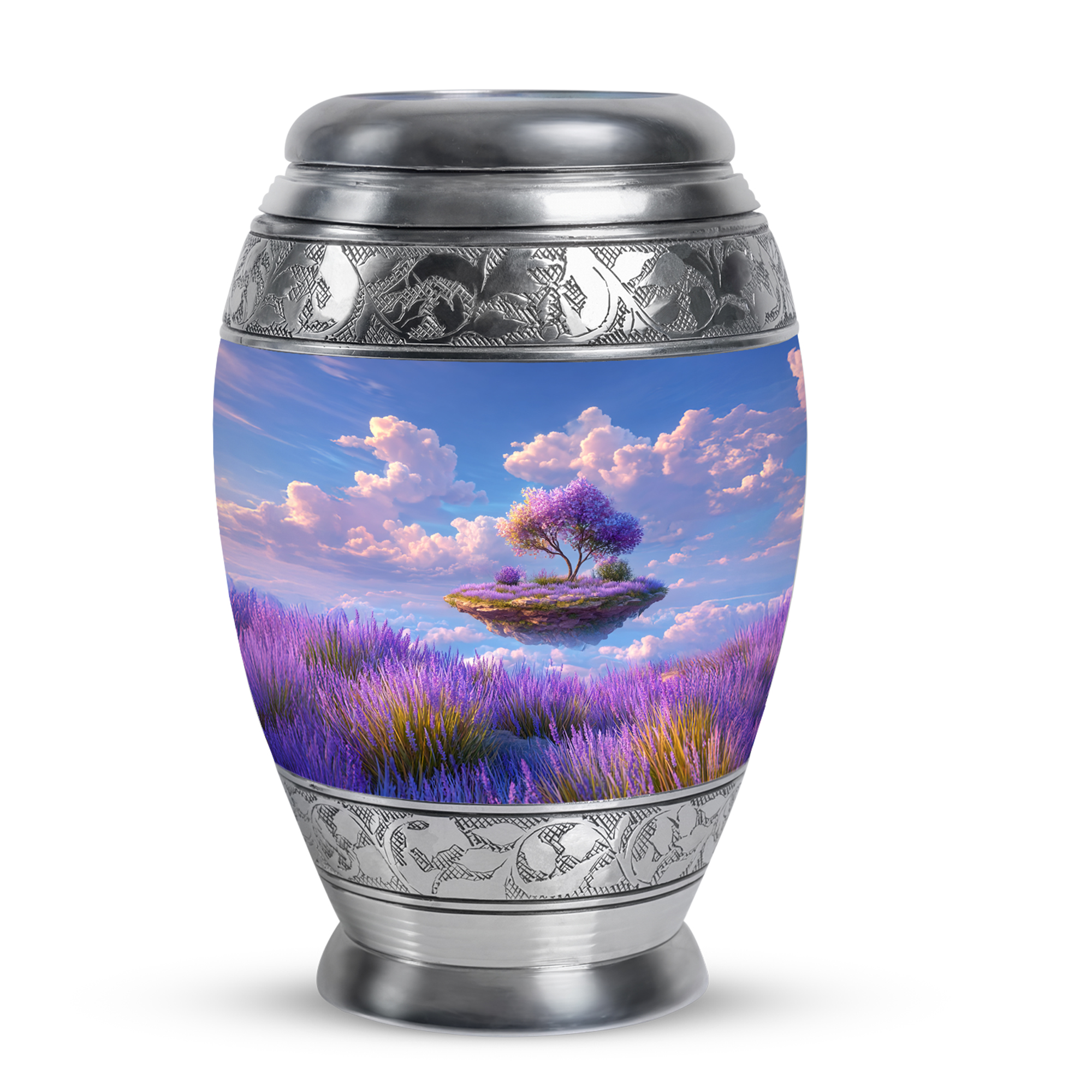 MUKTIVE Lavender Flower Small Cremation Urns for Human Ashes, Sky Blue Keepsake Urns for Human Ashes Adult Female, Tree Cremation Urn for Men, Cloud Funeral Urn for Women Remains, 3 Inch