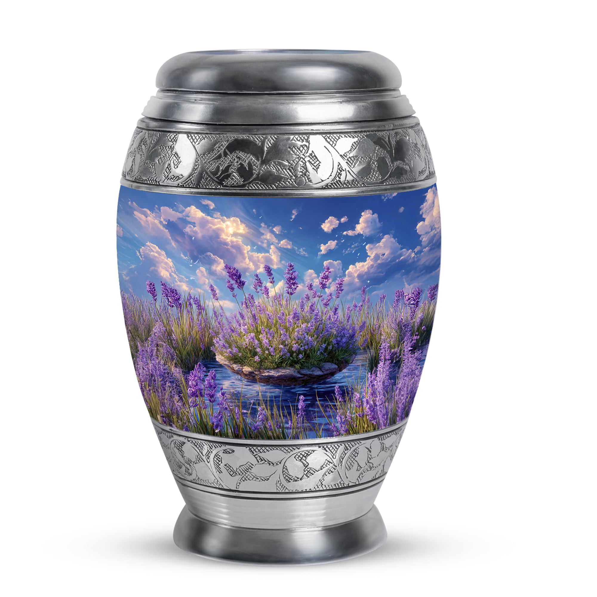 MUKTIVE Lavender Grass Burial Urn for Ashes Adult Male, Sky Blue Urn for Ashes for Women, Keepsake Cremation Urns for Men, Handcrafted Decorative Clouds Urns for Mom & Dad, 3 Inch