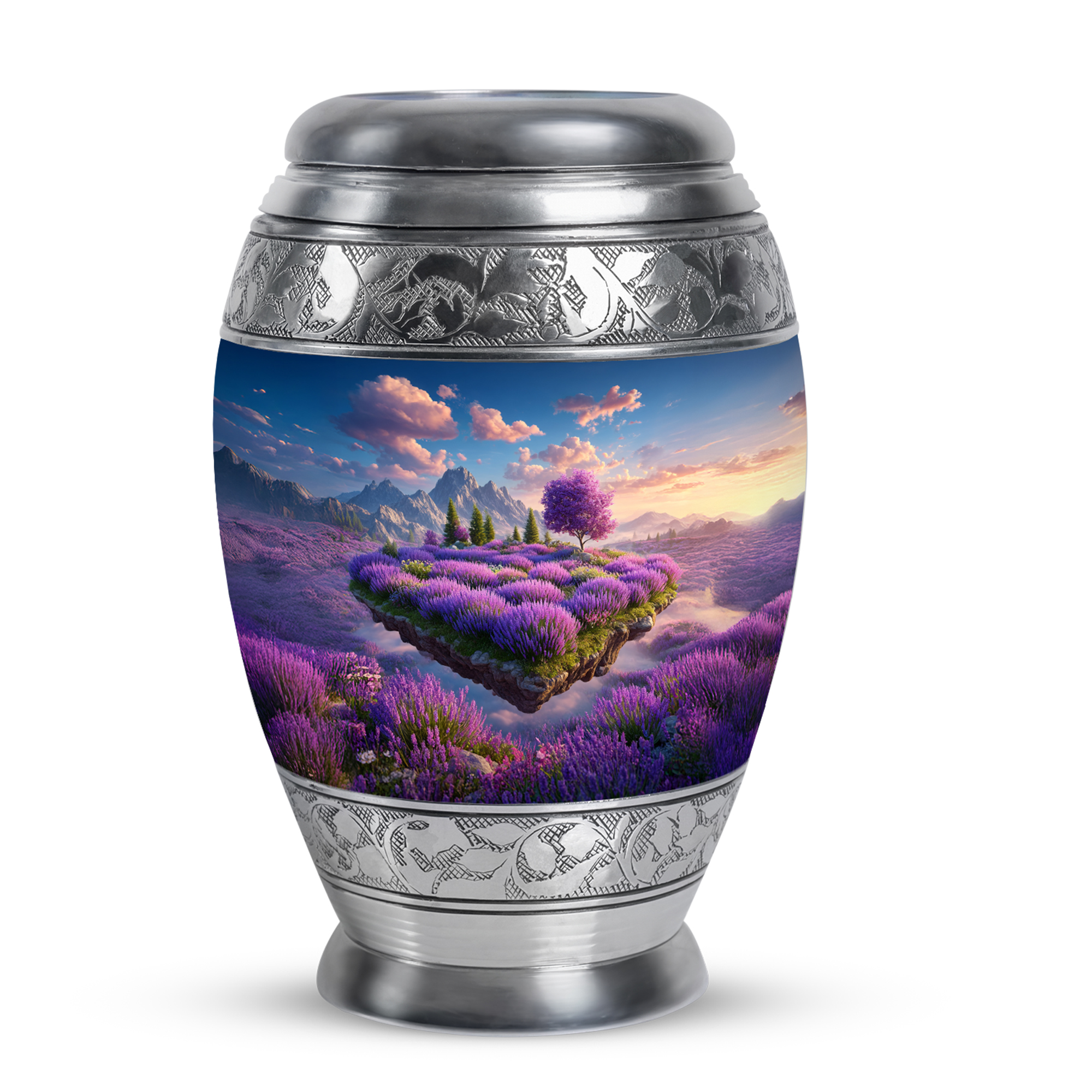 MUKTIVE Lavender Grass Keepsake Urn for Ashes Adult Male, Mountain Cremation Urns for Human for Mom, Tree Burial Ashes Holder, Handcrafted Mini Funeral Memorial Gift for Dad, 3 Inch