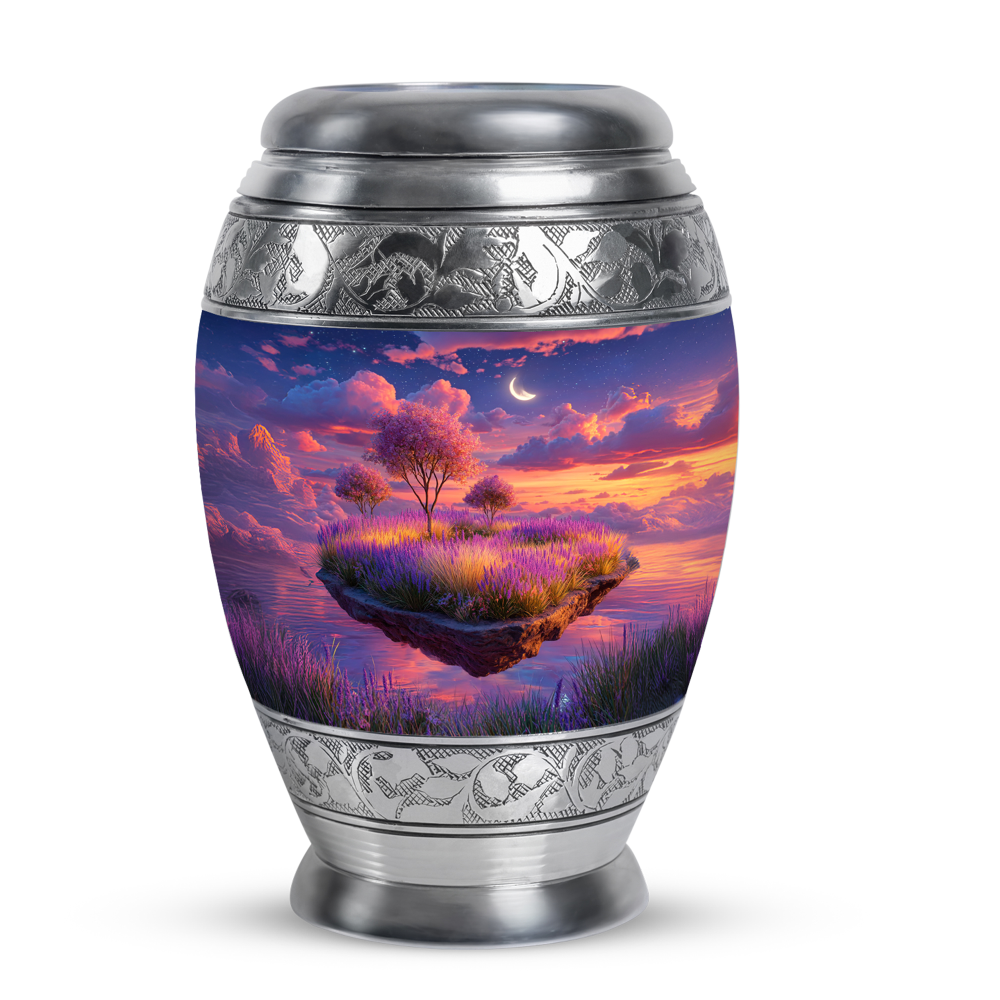MUKTIVE Lavender Grass Mini Urns for Human Ashes, Blue Urn for Ashes Adult Male & Female, Keepsake Moon Urns for Mom & Dad, Burial Urn for Loved Ones, 3 Inch