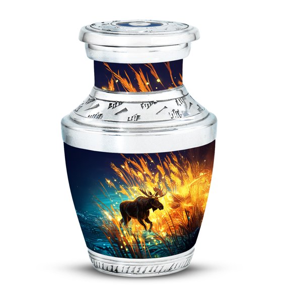 MUKTIVE Moose Burial Urn for Human Ashes Adult Mom & Dad, Willows Grass Keepsake Memorial Urns for Wife, Purple Urns for Adult Burial, Cremation Urn for Male, 3 Inch