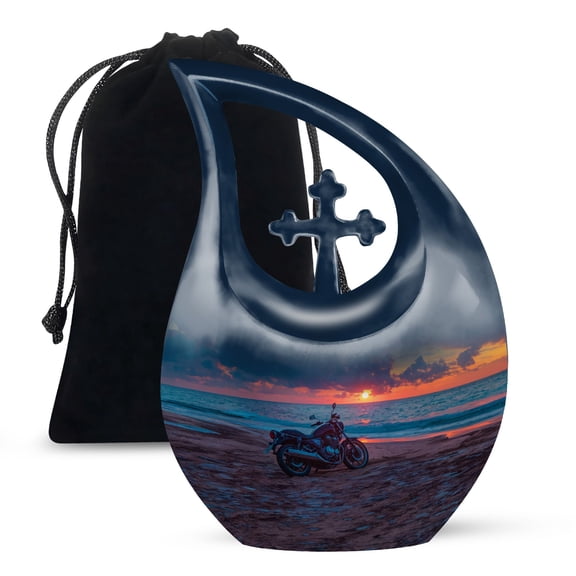 MUKTIVE Motorcycle Large Funeral Urns for Adult Ashes Women & Men - Decorative Cremation Urn for Ashes Adult Male Dad - Unique Burial Urns - Memorial Urn - 10 Inch