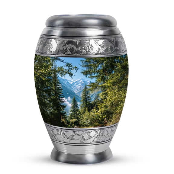 MUKTIVE Mountain Cremation Urns for Adult Male, Keepsake Sunset Memorial Urn for Ashes for Women, Decorative Blue Funeral Urn, Human Urns for Ashes Adult Female, 3 Inch