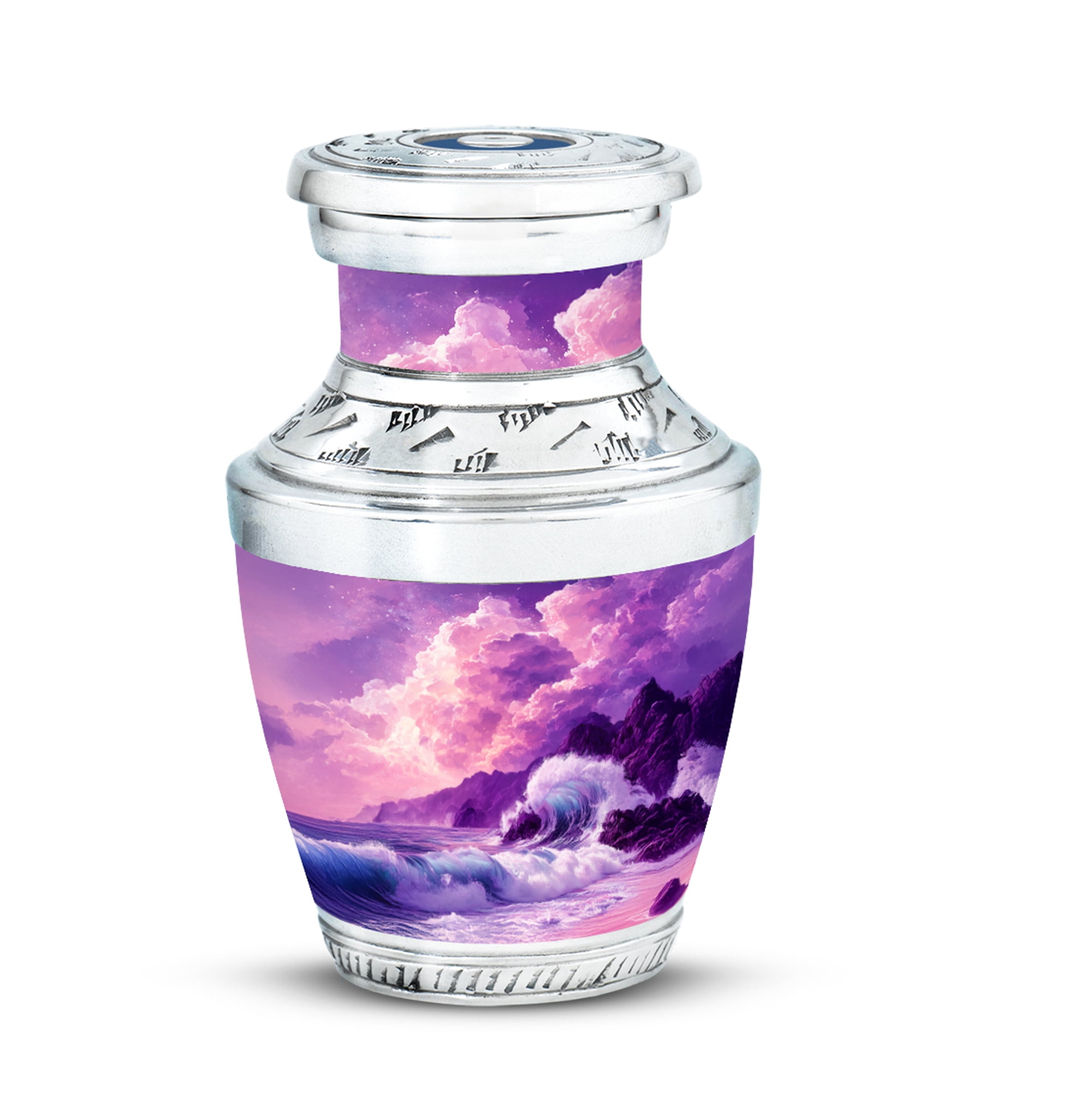 MUKTIVE Mountain Decorative Urn for Human Ashes for Male & Female - Funeral Purple Keepsake Urns for Adult Women - Cremation Mini Urn for Mom - 3 Inch