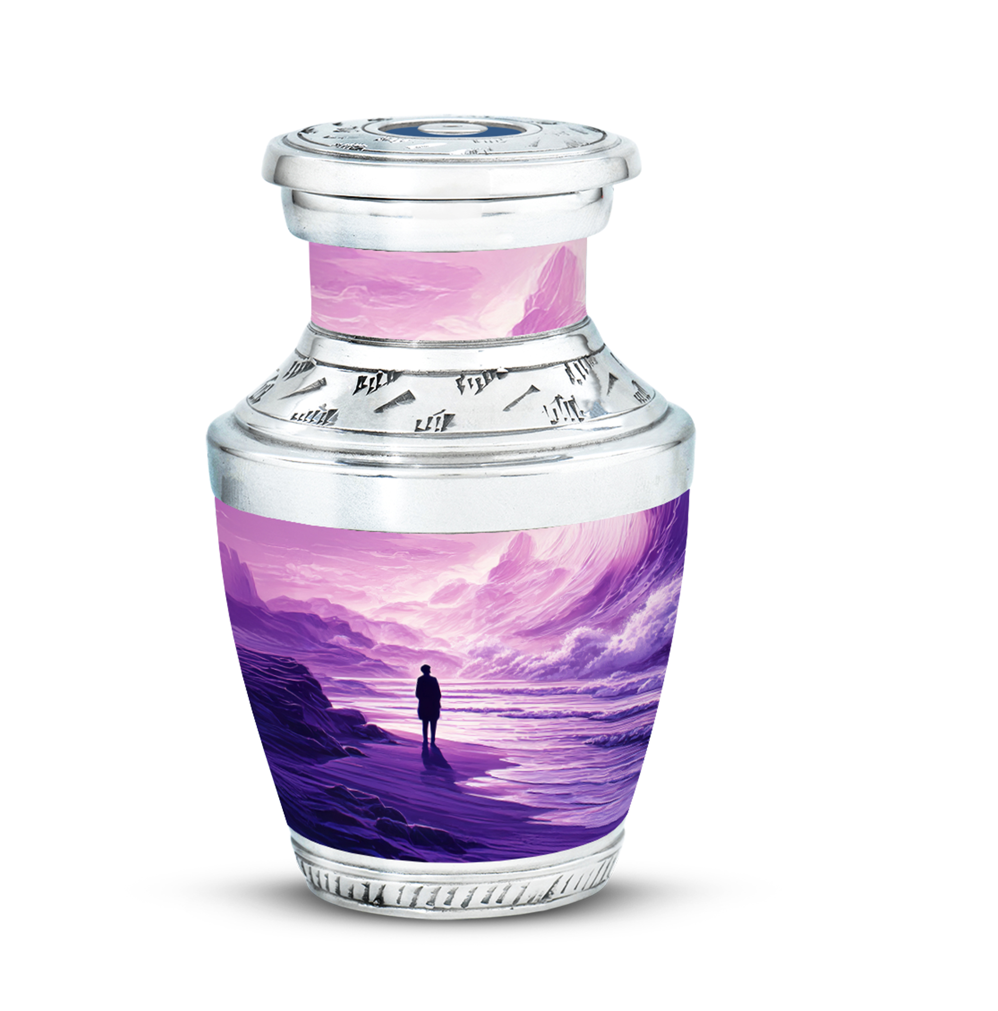 MUKTIVE Mountain Mini Cremation Urn for Human Ashes for Mom & Dad - Decorative Keepsake Funeral Purple Urns for Adult Male & Female - 3 Inch