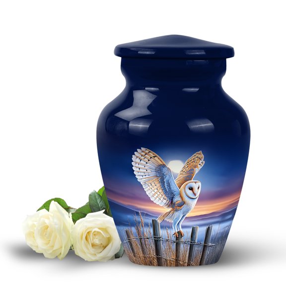 MUKTIVE Owl Urns for Human Ashes Adult Man - Adult Urns for Human Ashes Women - Blue Keepsake Urn for Male & Female - 3 Inch Small Blue Urn for Mom & Dad