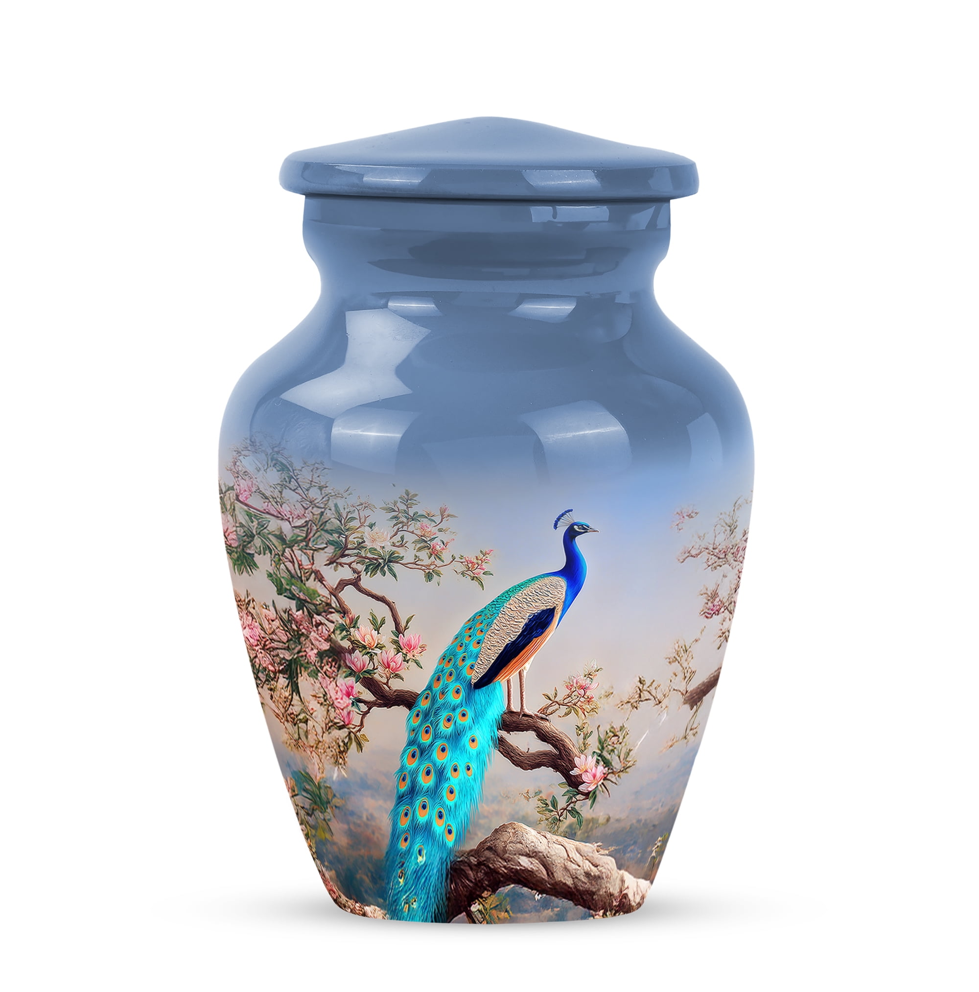 MUKTIVE Peacock Burial Pink Flowers Urns for Human Ashes Adult Female & Male, Father Cremation Urns for Funeral Ashes, Mini Keepsake Ashes Holder Memorial Gift, 3 Inch