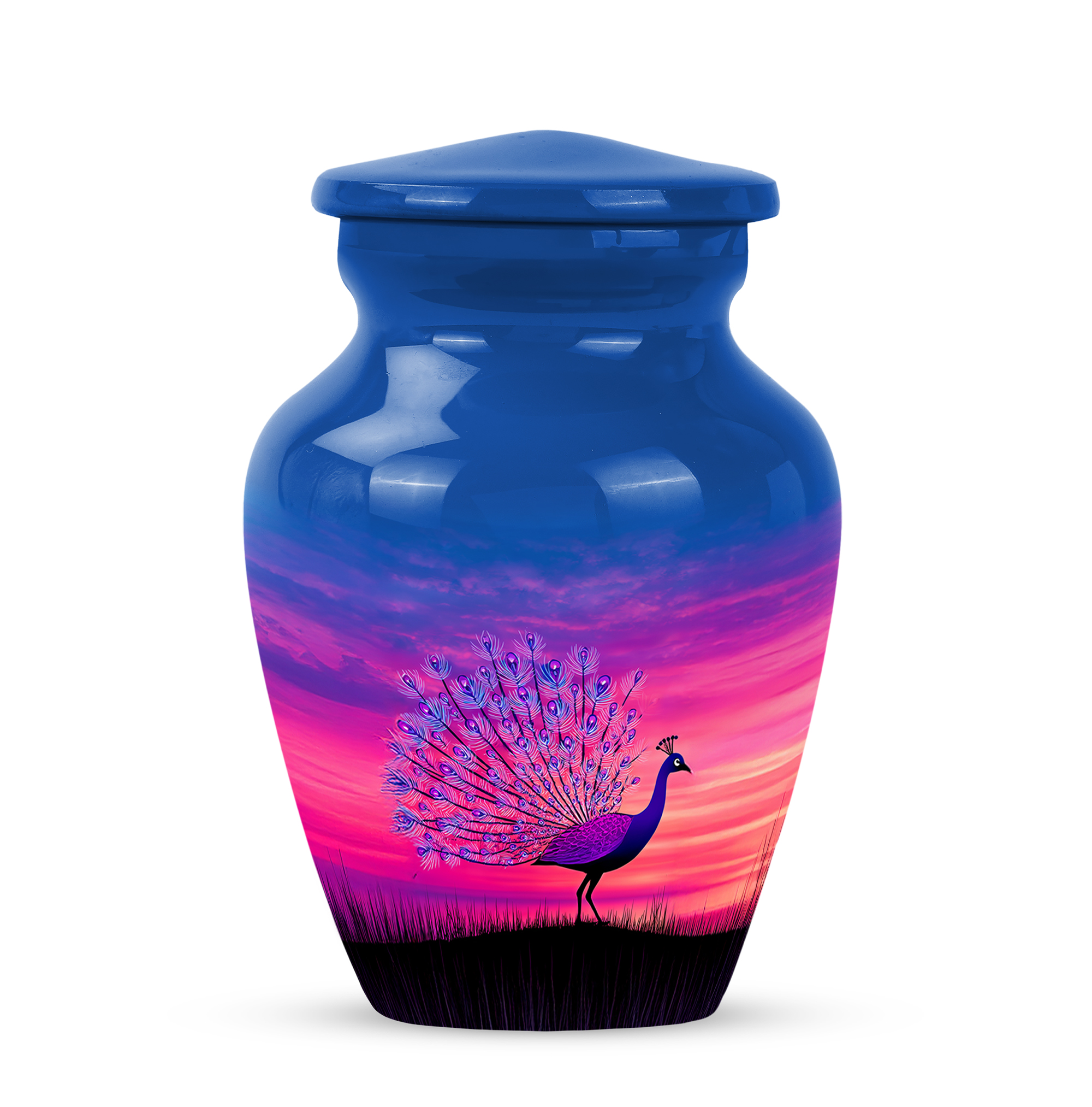 MUKTIVE Peacock Decorative Blue Little Urn for Ashes Adult Cremation, Mini Keepsake Decorative Urns for Ashes Male & Female, Tiny Urns for Funeral (3 Inch)