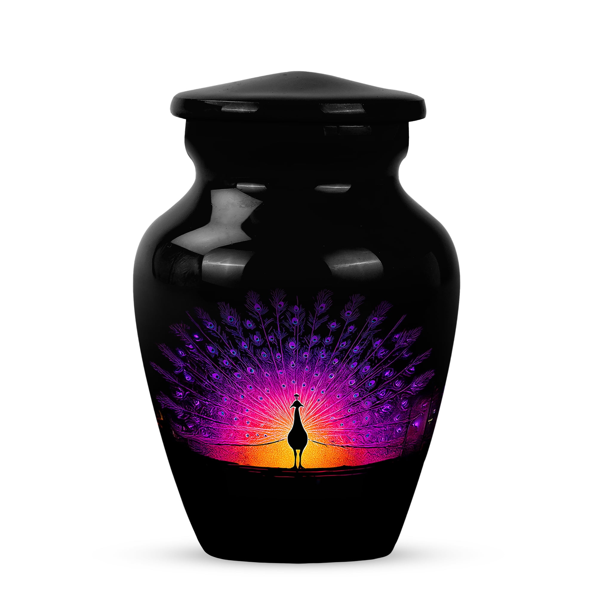MUKTIVE Peacock Memorial Urn for Ashes Adult Cremation of Husband & Wife, Funeral Small Keepsake Decorative Black Urns for Human Ashes Women & Men, Urns for Mom & Dad (3 Inch)