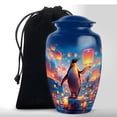 thumbnail image 1 of MUKTIVE Penguin Memorial Burial Urns for Adult Ashes Mother & Father, Blue Cremation Funeral Urn for Ashes for Male & Female, Large Sky lantern Urns for Adult Teenager, 10 Inch, 1 of 7