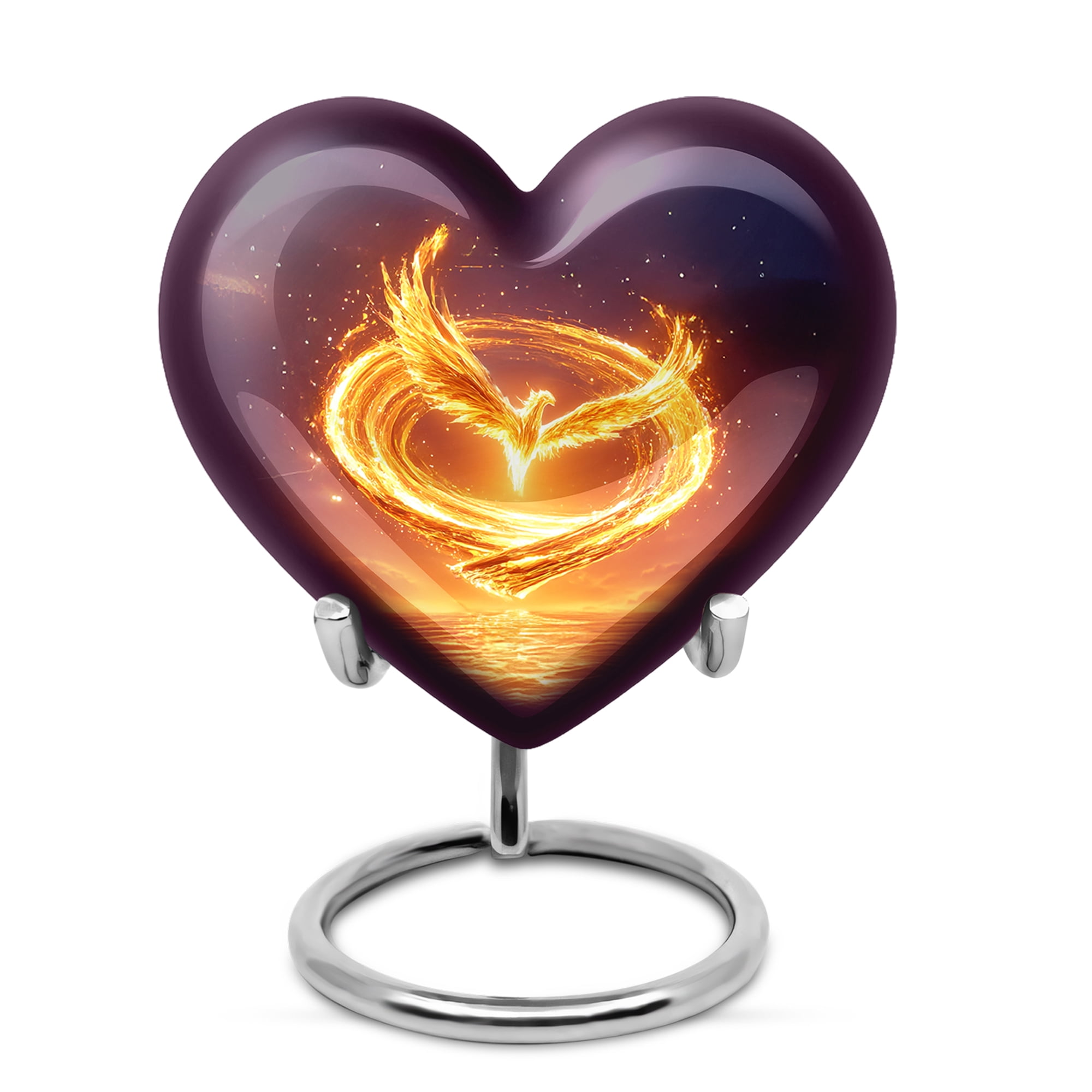 MUKTIVE Phoenix Cremation Heart Urn for Human Ashes for Mother & Father, Memorial Portable Black Urns for Ashes for Adult Male & Female, 3 inch Star Galaxy Keepsake Cremains Ash Holder