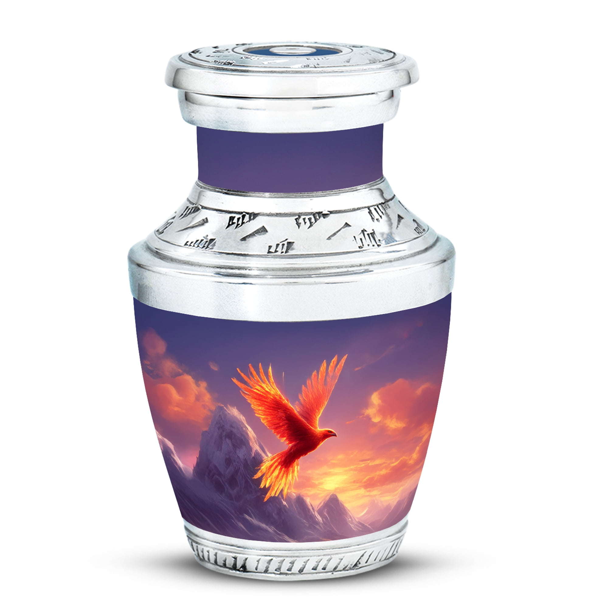 MUKTIVE Phoenix Cremation Urn for Human Ashes Mom & Dad, Decorative Keepsake Blue Urns for Ashes Male & Female, Memorial Snowy Mountain Gift Urns for Men & Women Funeral, 3 Inch