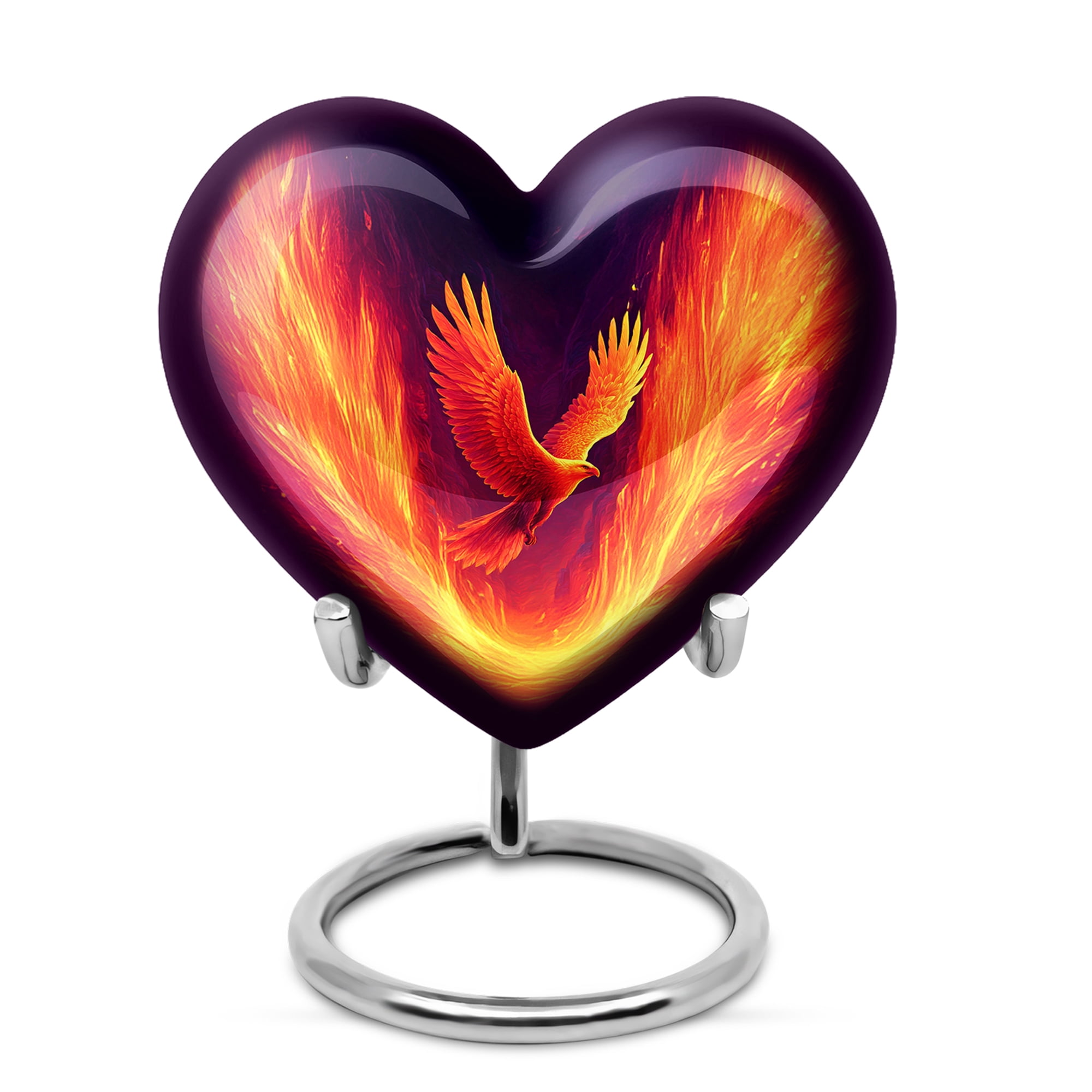 MUKTIVE Phoenix Urns for Human Ashes Mother & Father, dark Blue Heart Keepsake Cremated Ashes Holder, Unique Ash Little Urns for Humans for Men & Women, 3 Inch