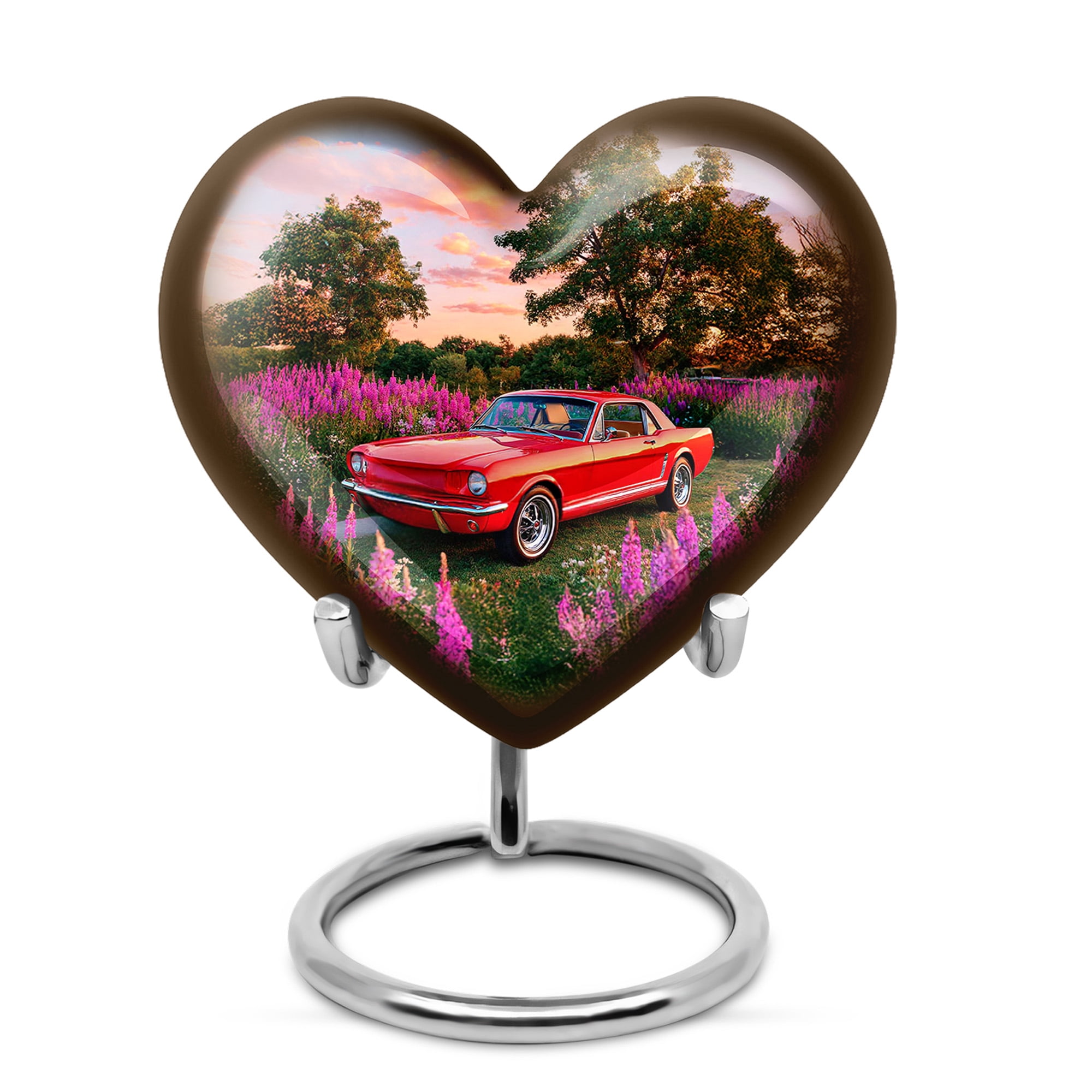 MUKTIVE Red Car Urn for Dad and Mom Remains, Keepsake Heart Urns for Human Ashes Adult Female, Grey Funeral Urn for Ashes for Male Remains, Memorial Lavender Flower Urns, 3 Inch