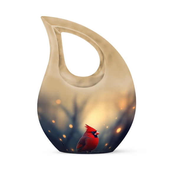 MUKTIVE Red Cardinal Burial Large Urn for Adult Male & Female Ashes - Cross Drop Burial & Cremation Urn for Ashes for Women & Men - Memorial Gifts for Loss for Dad - Cremains Holders (10 Inch)
