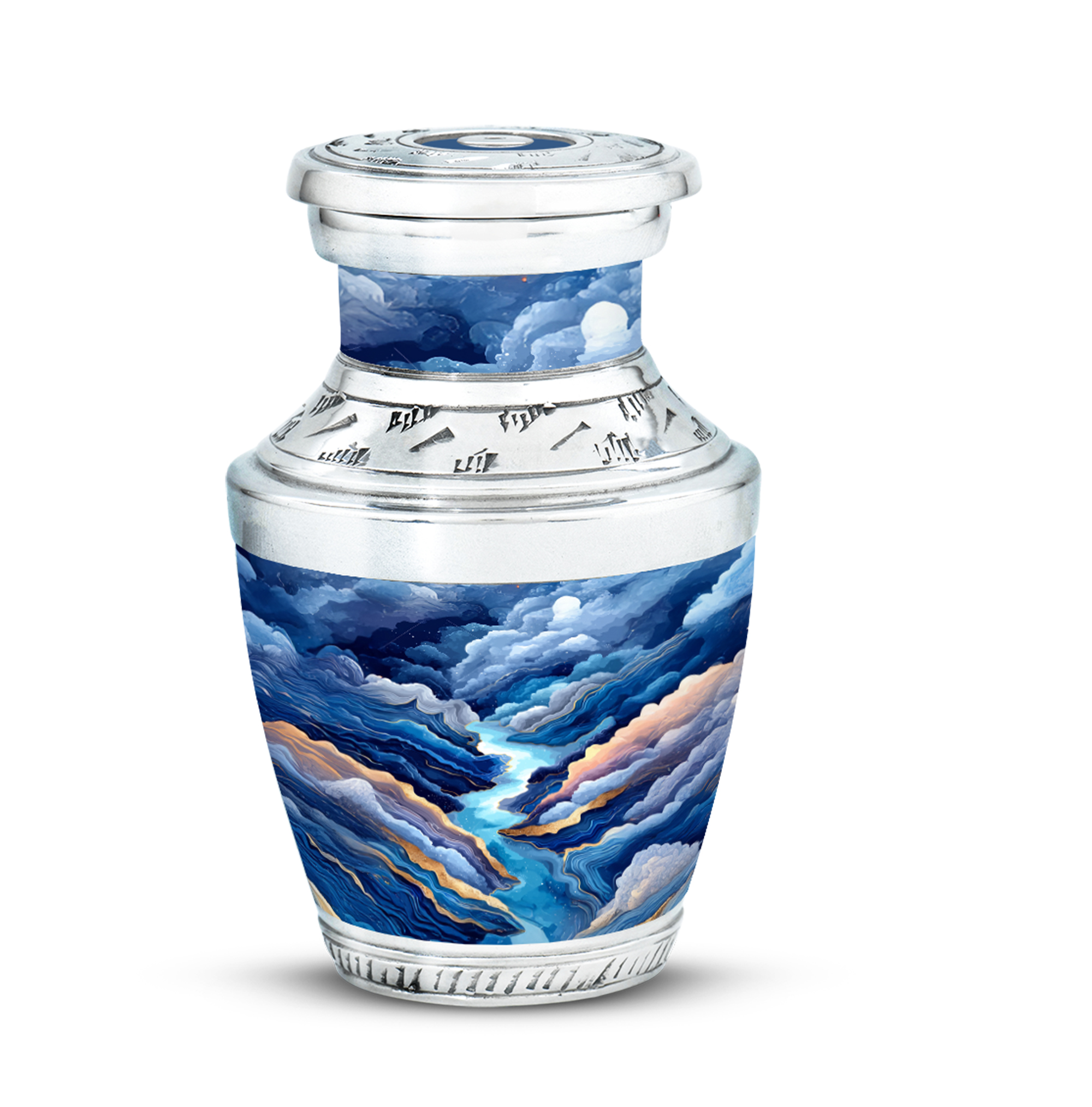 MUKTIVE River Keepake Funeral Cremation Urns for Adult Ashes Male & Female - Small 3 Inch Memorial Urns for Ashes Dad & Mom - Decorative Urn for Adult Human - Mini Funeral Gift
