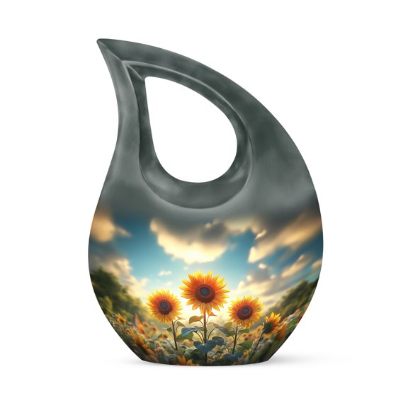 MUKTIVE Sunflower Large Funeral urns for Human Ashes Adult Women - Memorial urn for Human Ashes Adult Male - Burial Decorative Ashes 10 inch