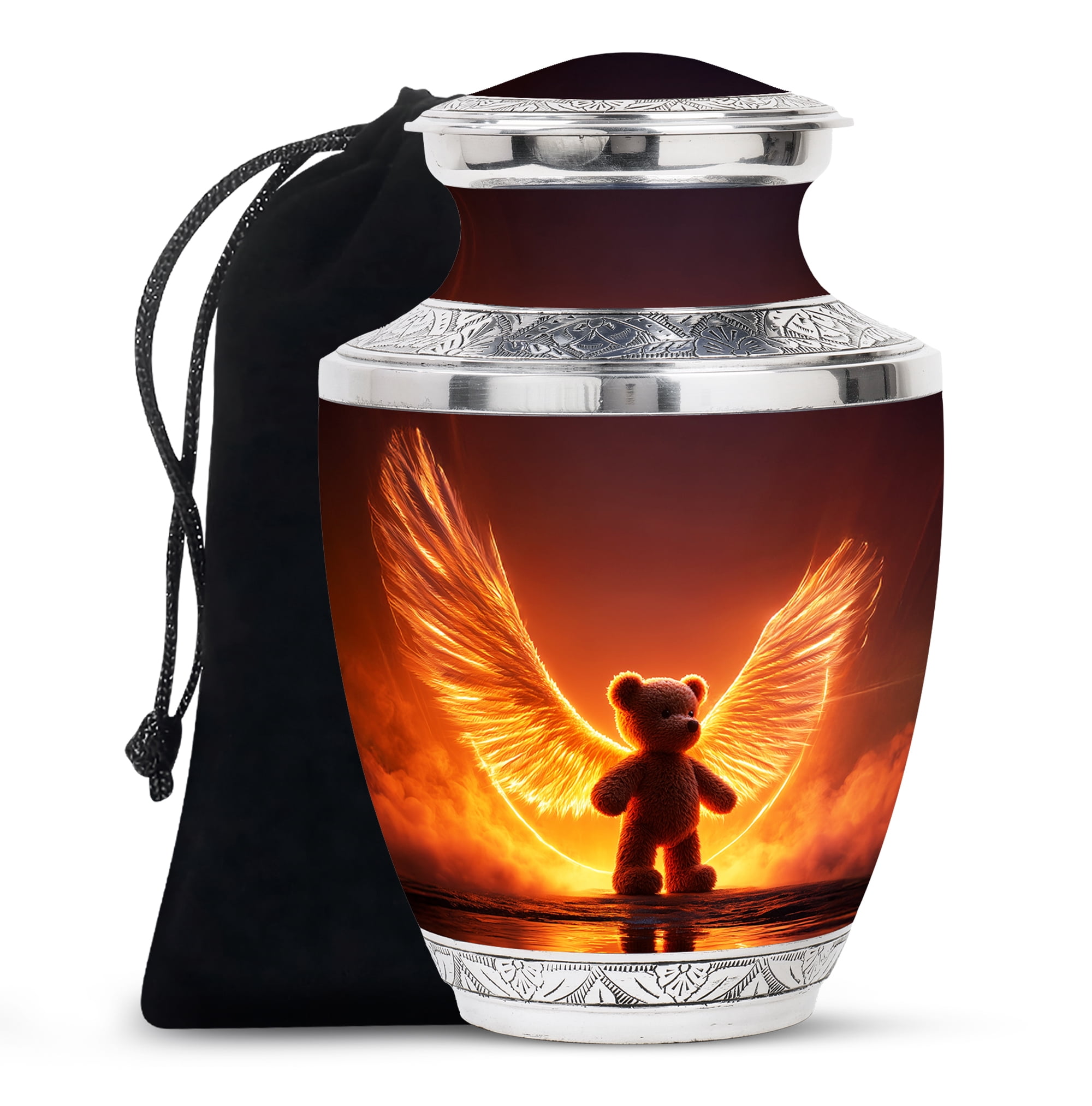 MUKTIVE Teddy Bear Urns for Adult Ashes Men Large - Brown Funeral Urn for Adult Ashes Man & Woman - Decorative Memorials & Funerary Ash Holders - Remembrance Gift for Loss of Family (10 Inch)