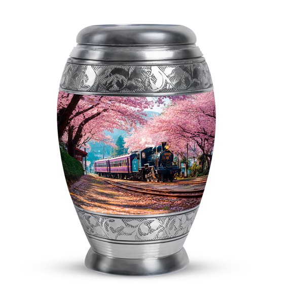 MUKTIVE Train Burial Urns for Cremated Remains, Cremation Small Urns for Human Ashes Adult Male & Female 3 Inch, Pink Funeral Urn for Women, Memorial Urn for Teenager