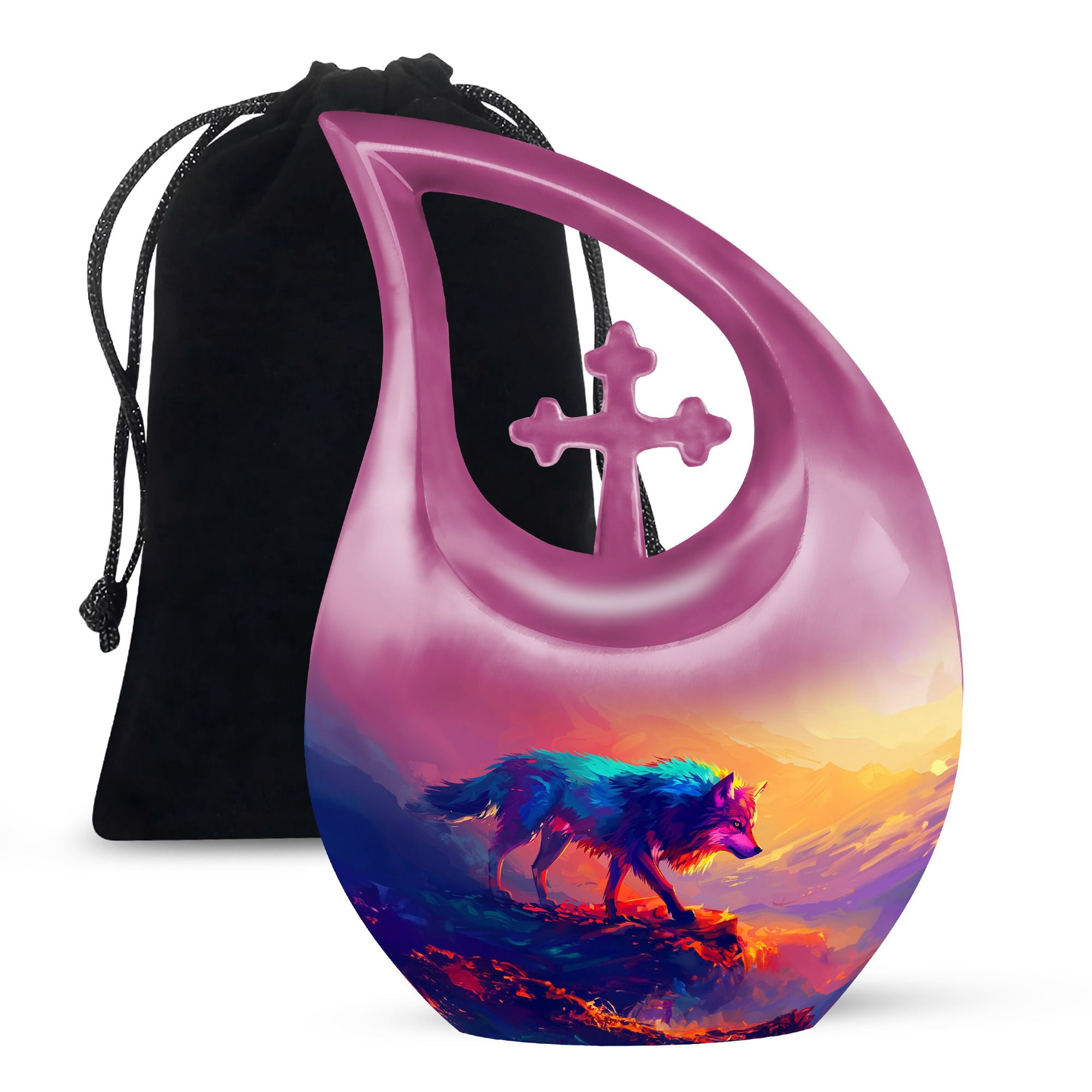MUKTIVE Wolf Urns for Human Ashes - Memorial Urn for Human Ashes Adult Female & Male - Funeral Cremation Urns - Memorial Ash Large(Size - 10Inch) - Purple Urn - Pack of 1
