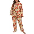 thumbnail image 1 of MUKVIK Plus Size Pajamas for Women Set Long Sleeve Button Down with Pockets, 1 of 7
