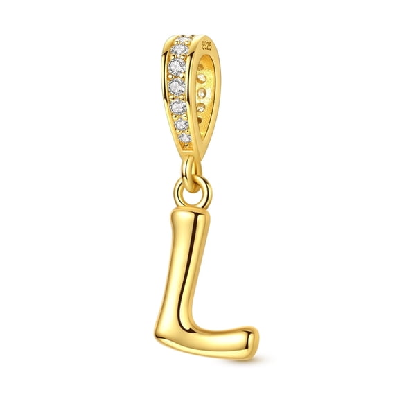 MULA Original S925 Sterling Silver Alphabet Letter L Charms Gold Plated Pave AAA CZ DIY Pendant fit Bracelets Gift for Women with Pouch
