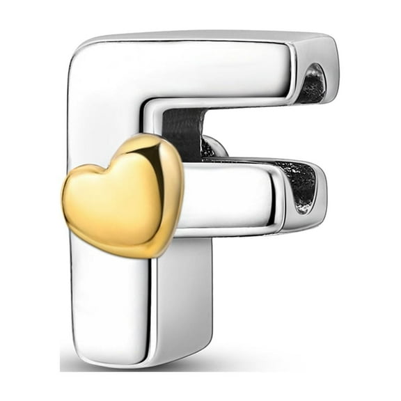 MULA 925 Sterling Silver Alphabet Initial Letter Charms Golden Heart for Women Gift Jewelry Making