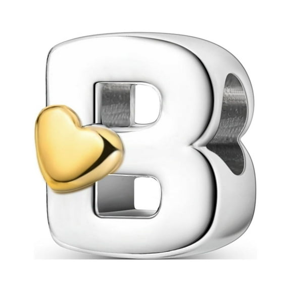 MULA 925 Sterling Silver Alphabet Initial Letter Charms Golden Heart for Women Gift Jewelry Making