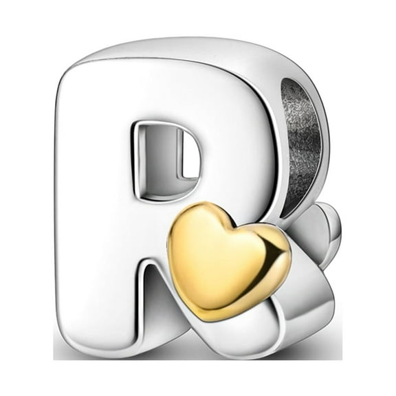 MULA 925 Sterling Silver Alphabet Initial Letter Charms Golden Heart for Women Gift Jewelry Making