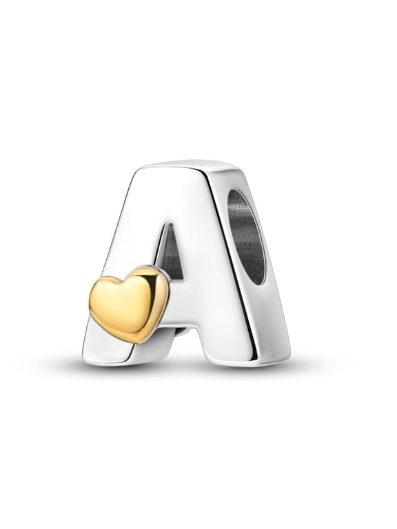 925 Sterling Silver Alphabet Initial Letter Charms Heart for Women Gift Jewelry Making