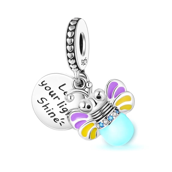 MULA 925 Sterling Silver Charm for Bracelets Luminous Firefly Dangle Charms Women Jewelry Gift
