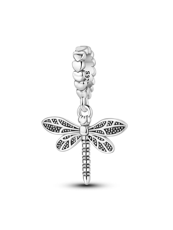 925 Sterling Silver Charm for Bracelets Necklace Retro Dragonfly Dangle Women Jewelry Gift