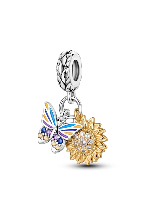 925 Sterling Silver Charm for Bracelets Necklace Sunflower Butterfly Charms Women Jewelry Gift