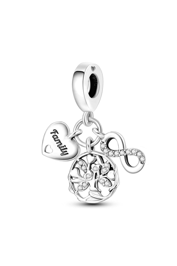 925 Sterling Silver Charms for Bracelet Eternal Family Tree of Life Dangle Gift for Women