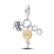 MULA 925 Sterling Silver Charm fit Bracelet Forever friend Sunflower Dangle Bead for Women