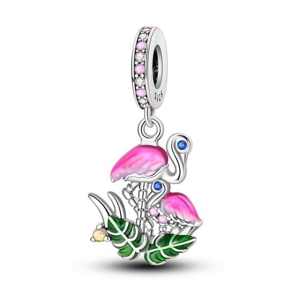 MULA 925 Sterling Silver Charms for Women Flamingo Beads for Bracelet and Necklace Gift for Her