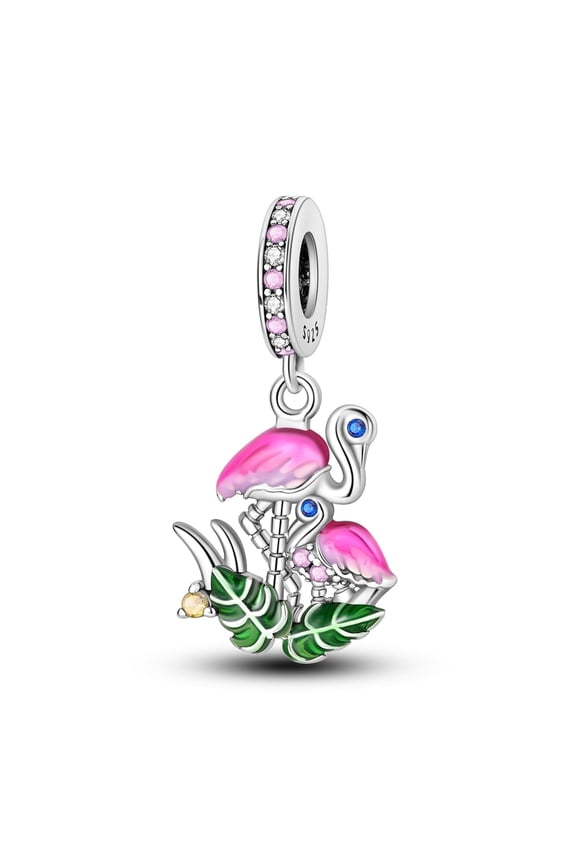 925 Sterling Silver Charms for Women Flamingo Beads for Bracelet and Necklace Gift for Her