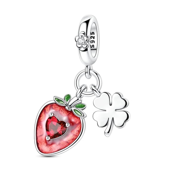 MULA 925 Sterling Silver DIY Charm 5A Zircon Fruit Clover Pendant fit Bracelet for Women Jewelry