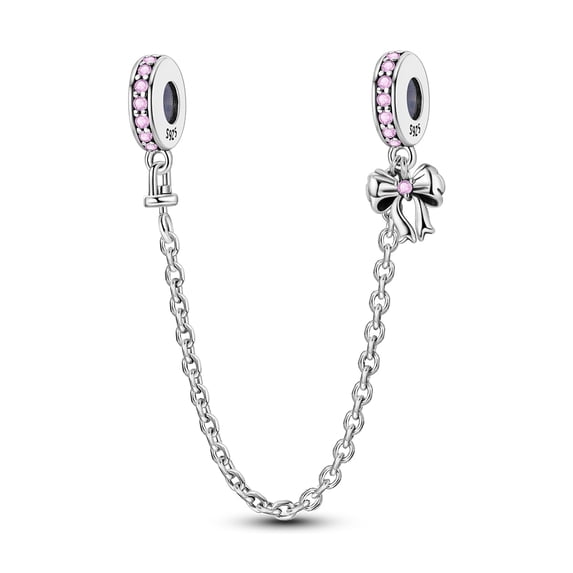 MULA 925 Sterling Silver DIY Charm Safety Chain fit Bracelet 5A Zircon Bow Rubber Plug for Women Jewelry Making