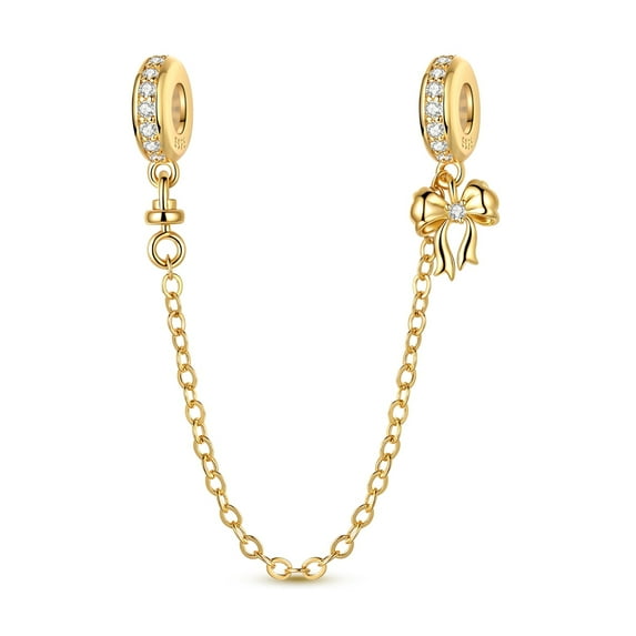MULA 925 Sterling Silver DIY Charm Safety Chain fit Bracelet 5A Zircon Bow Rubber for Women Jewelry Making