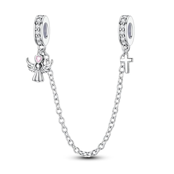 MULA 925 Sterling Silver DIY Charm Safety Chain fit Bracelet 5A Zircon Guardian of Love for Women Jewelry Making