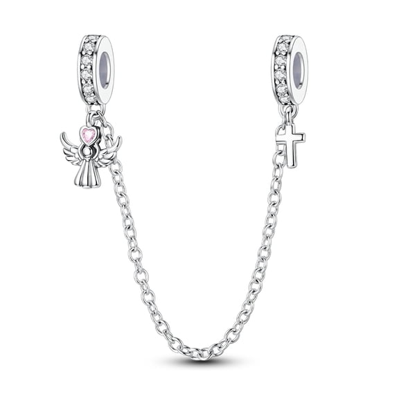 MULA 925 Sterling Silver DIY Charm Safety Chain fit Bracelet 5A Zircon Guardian of Love for Women Jewelry Making