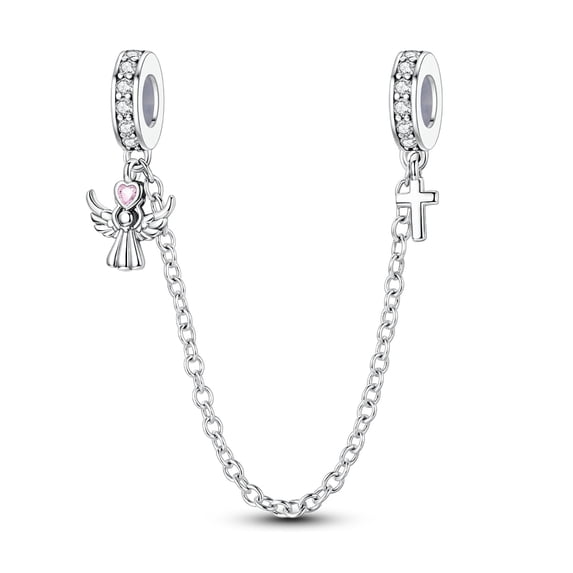 MULA Silver DIY Charm Safety Chain fit Bracelet AAA CZ Guardian of Love for Women Jewelry Making