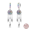 thumbnail image 1 of MULA 925 Sterling Silver Dreamcatcher Hoop Earrings Long Tassel Colorful Jewelry Gifts for Women, 1 of 6